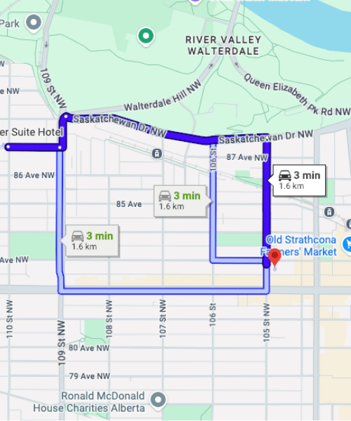 Directions from University Area to Strathcona Dental Clinic